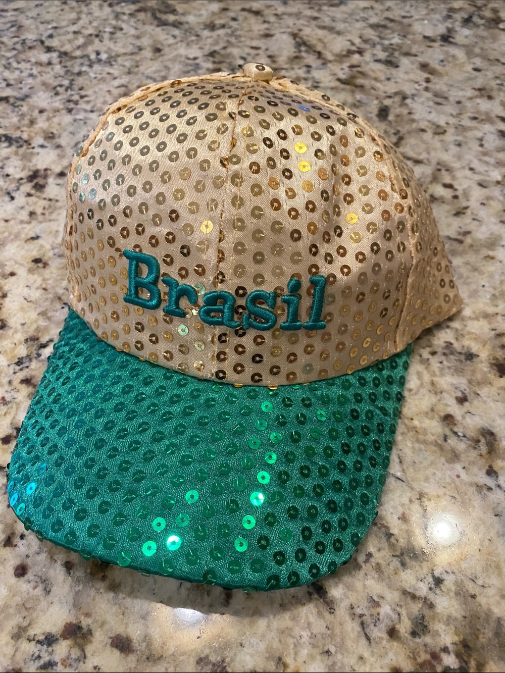 Sequin 'Brasil' Baseball Cap - Gold & Green